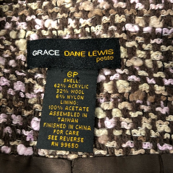 Grace Dane Lewis Petite Brown/Pink Boucle Jacket - Picture 7 of 8